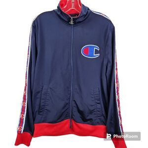 Champion Mens Big Logo Full Zip Mock Neck Track Jacket Size Medium
